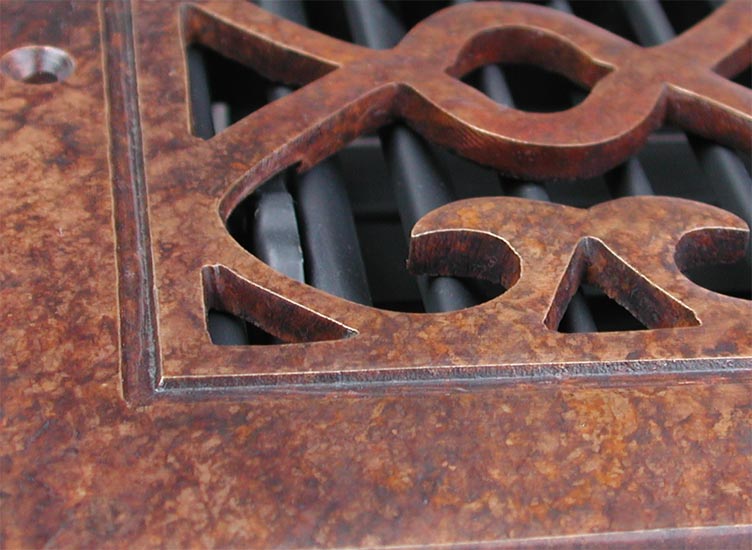 burnished bronze Bell Foundry grill closeup