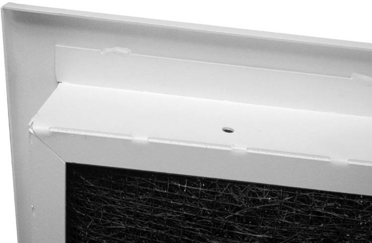 turn of the century style return air grille with filter back view closeup