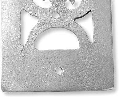 cast aluminum opera grille back view closeup