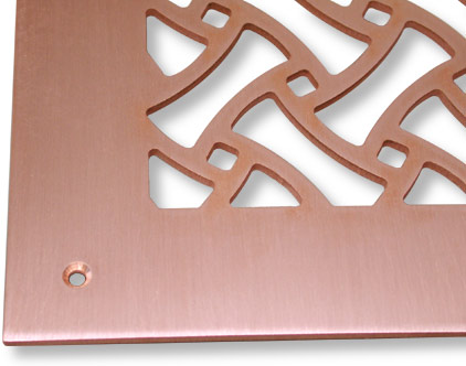 basketweave return air grille in copper closeup